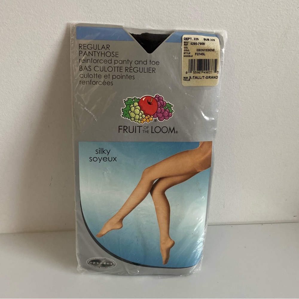 Vintage 2006 Fruit of the Loom Regular Pantyhose Ebony Size X-Tall F2745L NOS